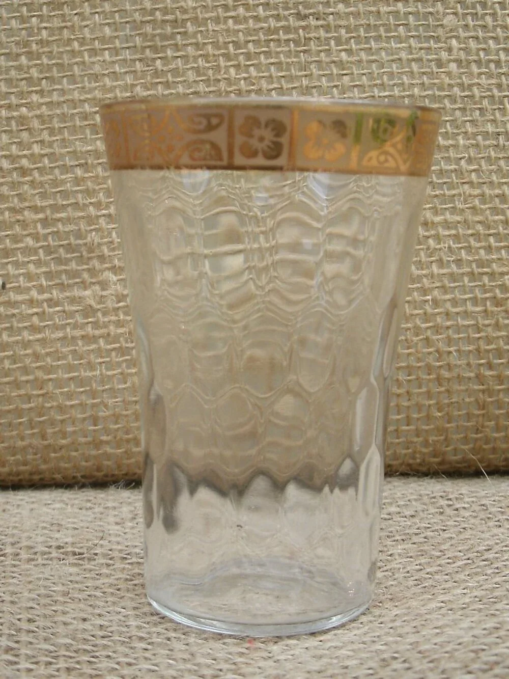 Vintage West Virginia Glass Optic 22K Gold Cordial Glass Set of 6